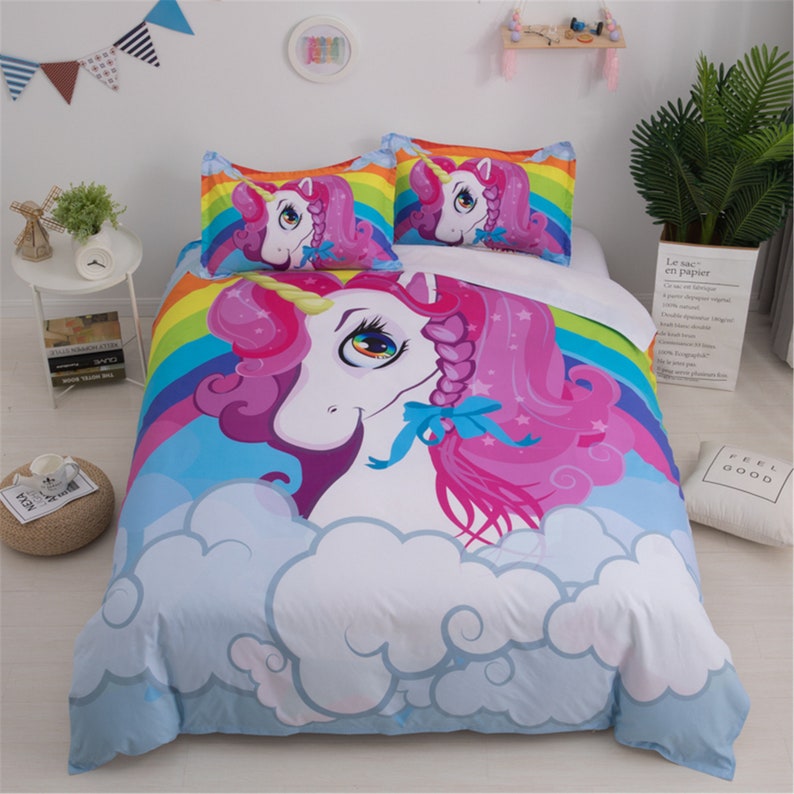 Rainbow Unicorn Duvet Cover Set Unicorns Quilt Comforter Cover Etsy