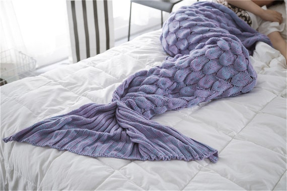Dreamy Violet Purple Mermaid Tail Blanket Scales Throw Blanket - Etsy Canada