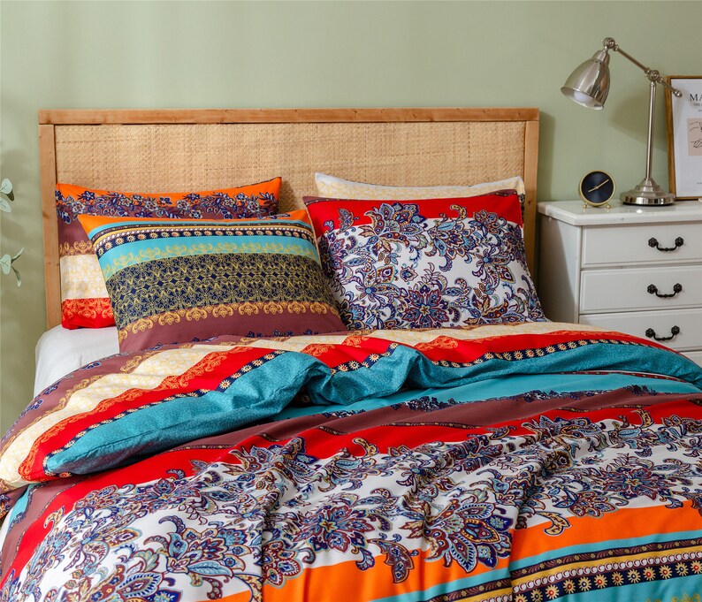 Bohemian Duvet Cover Boho Comforter Cover with Pillow Cases Lovely Bedding Sets Quilt Cover Student College Dorm Bedding Sets