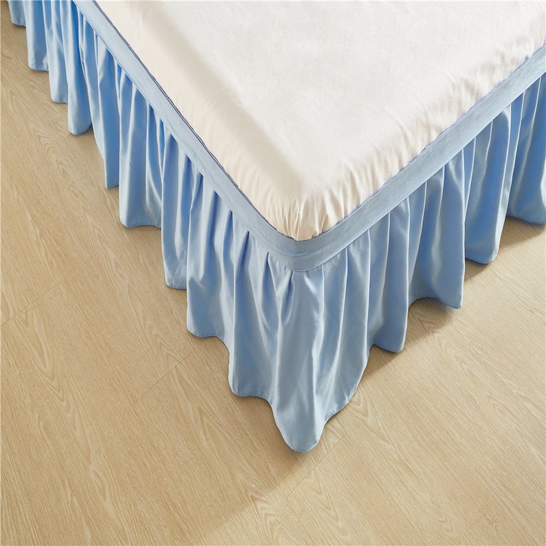 Sky Blue Bed Skirt Shabby Chic Bedding Natural Colors Bedding Etsy