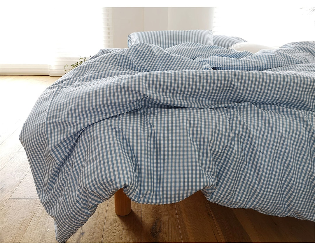 Classic Blue Gingham Duvet Cover Blue Lattice Duvet Covers Etsy