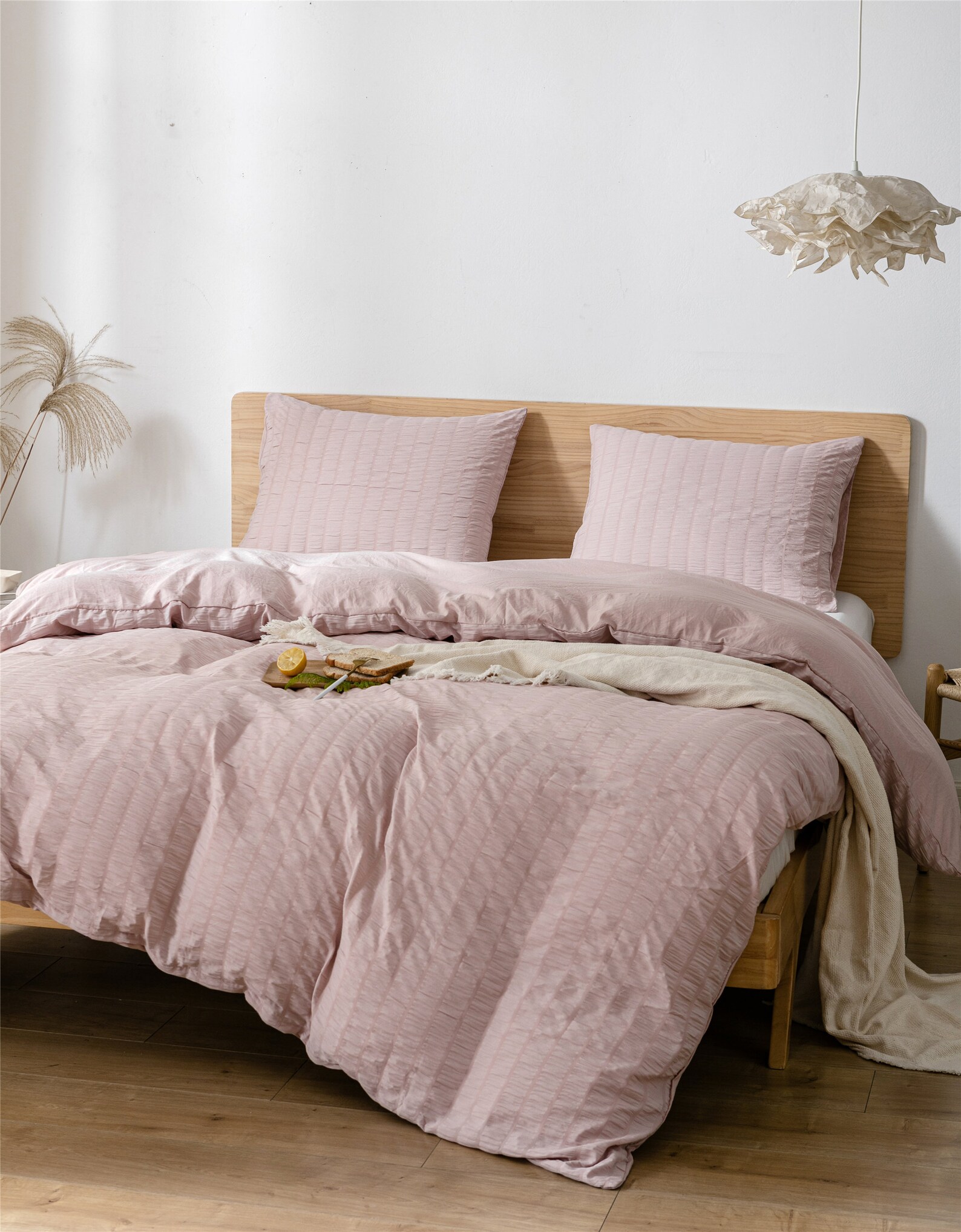 Dusty Pink Bedding Sets Seersucker Duvet Cover Set Pleated Etsy