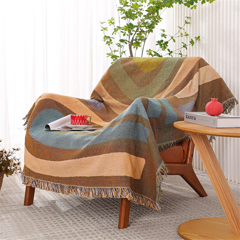NEW Rainbow Blanket Woven Tassels Blanket Chair Cover Blanket Etsy