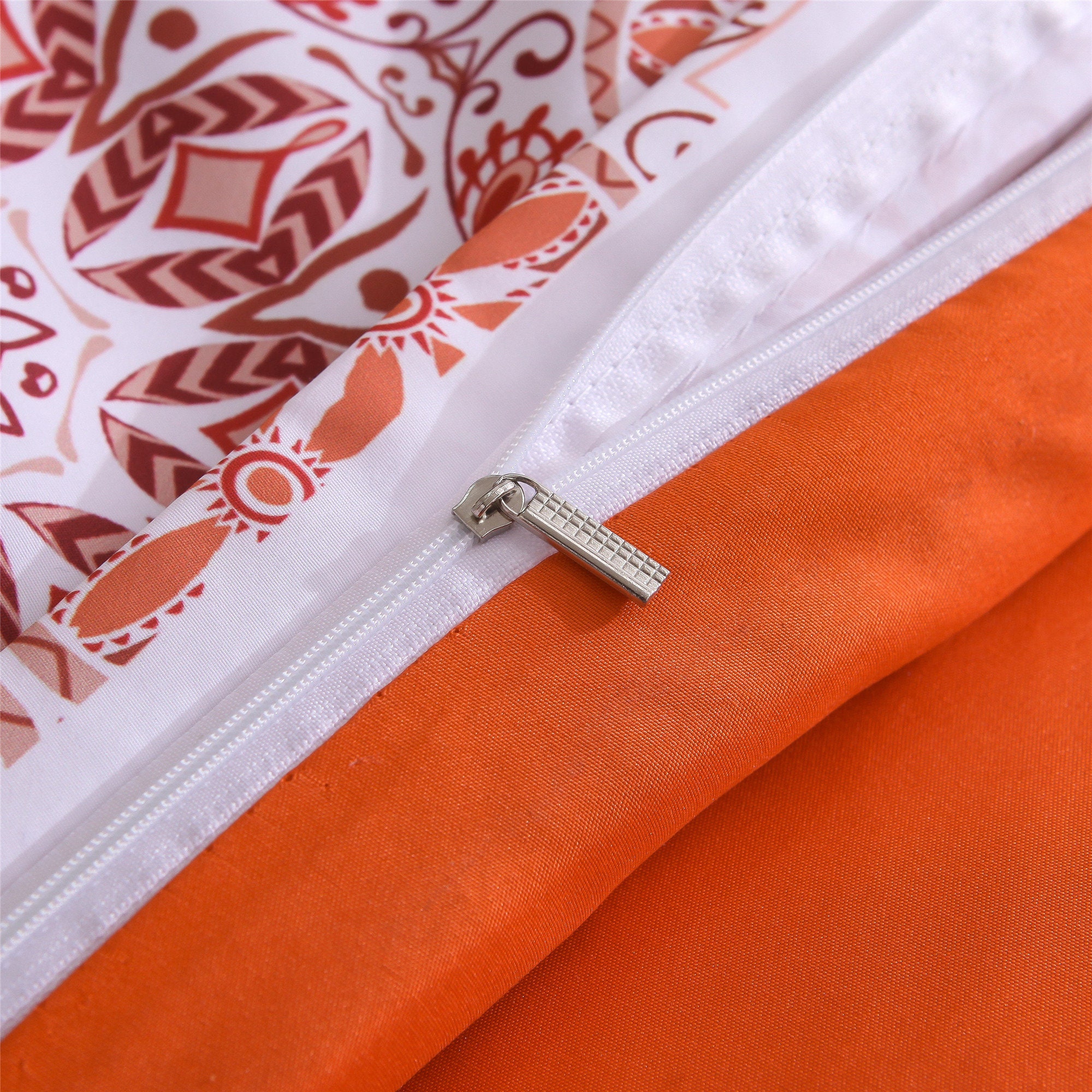 Orange Bohemian Duvet Cover Set Round Geometric Duvet Set Etsy