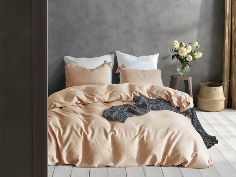 Apricot Cream Yellow Pink Duvet Cover Soft Heavy Quilt Cover Etsy