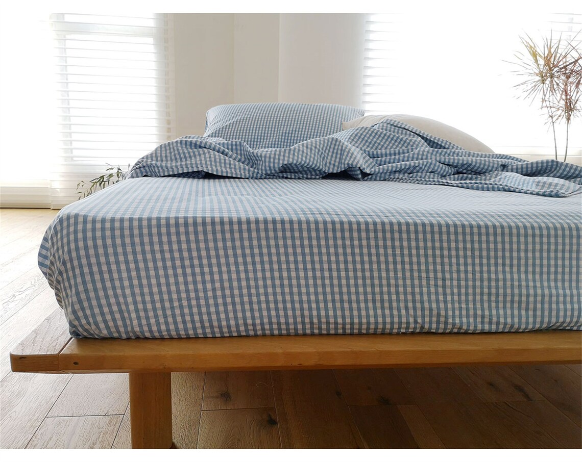 Classic Blue Gingham Duvet Cover Blue Lattice Duvet Covers Etsy