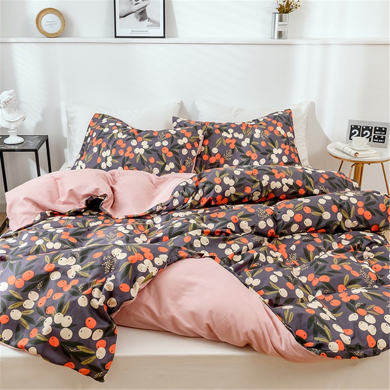 black Quilt Cover Stripe 100/% Cotton Duvet Cover Comforter Quilt Cover Home Bedding Sets Warming Bedroom rich fruits Twin Queen King