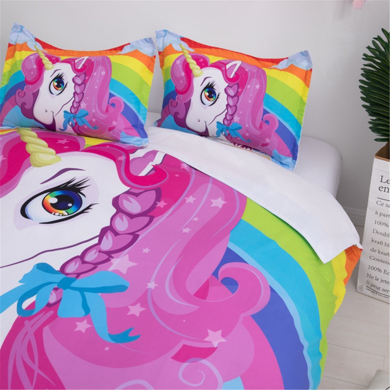 Rainbow Unicorn Duvet Cover Set Unicorns Quilt Comforter Cover Etsy