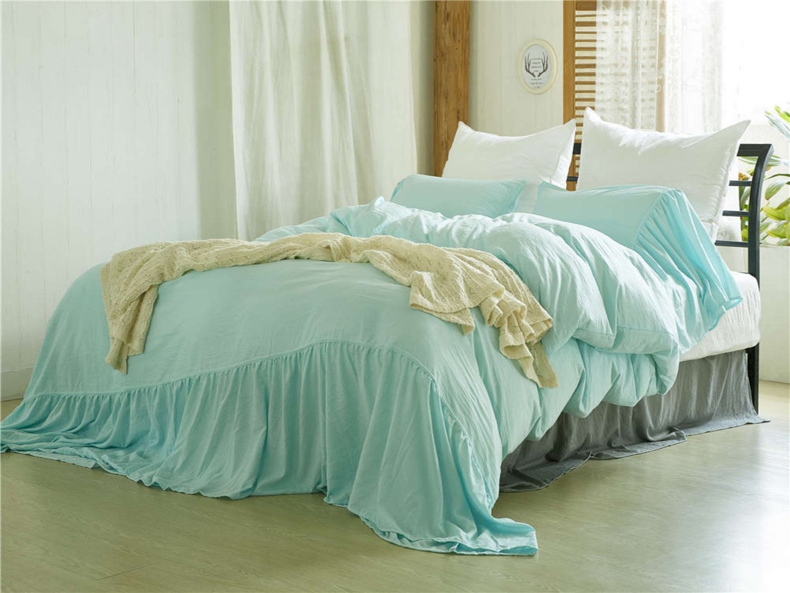Light Blue Solid Color Duvet Cover Comfortable Classic Mermaid Etsy