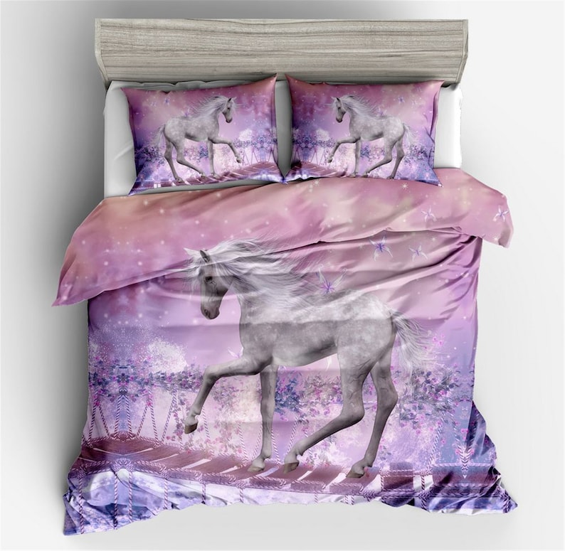 Falling in the dream Unicon Lavender Duvet Cover Set Unicon Quilt Cover Modern Students Comforter Cover with Unicon Birthday Gifts