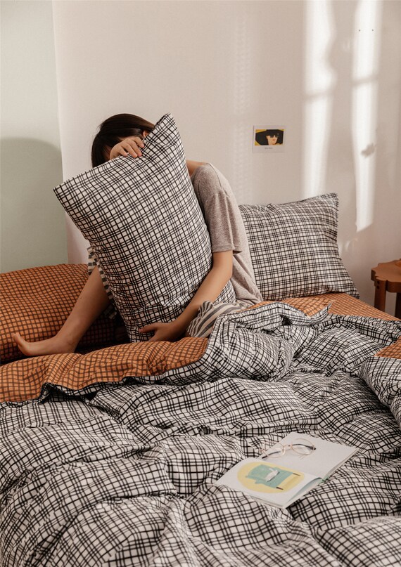 allover grid duvet cover