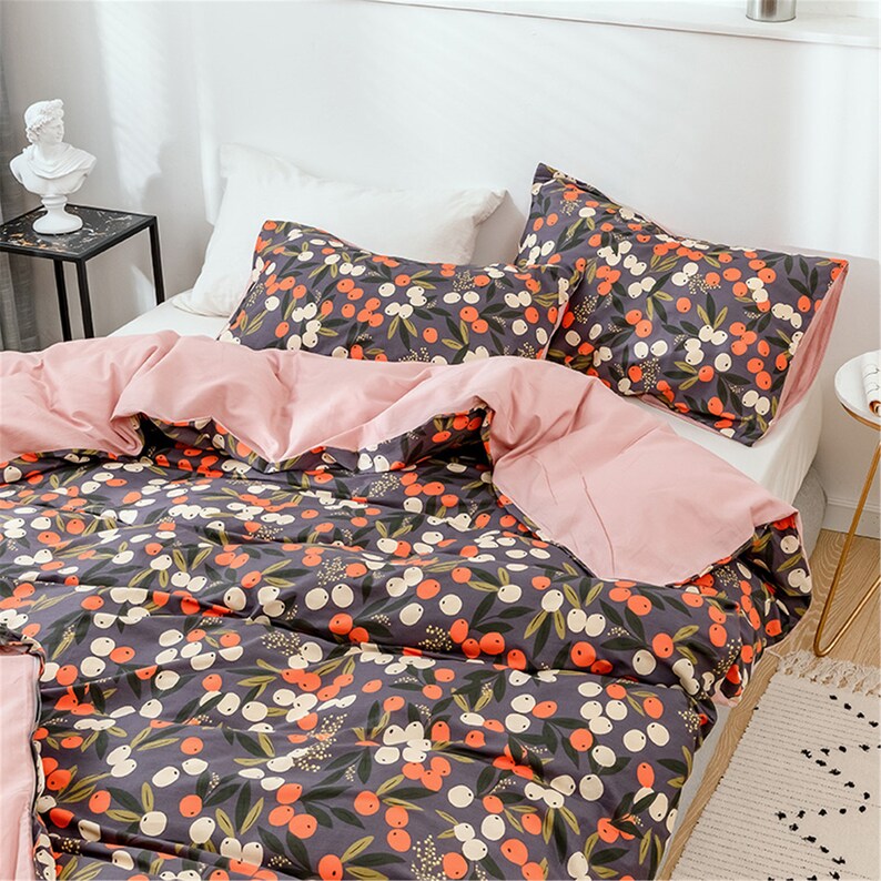 black Quilt Cover Stripe 100/% Cotton Duvet Cover Comforter Quilt Cover Home Bedding Sets Warming Bedroom rich fruits Twin Queen King