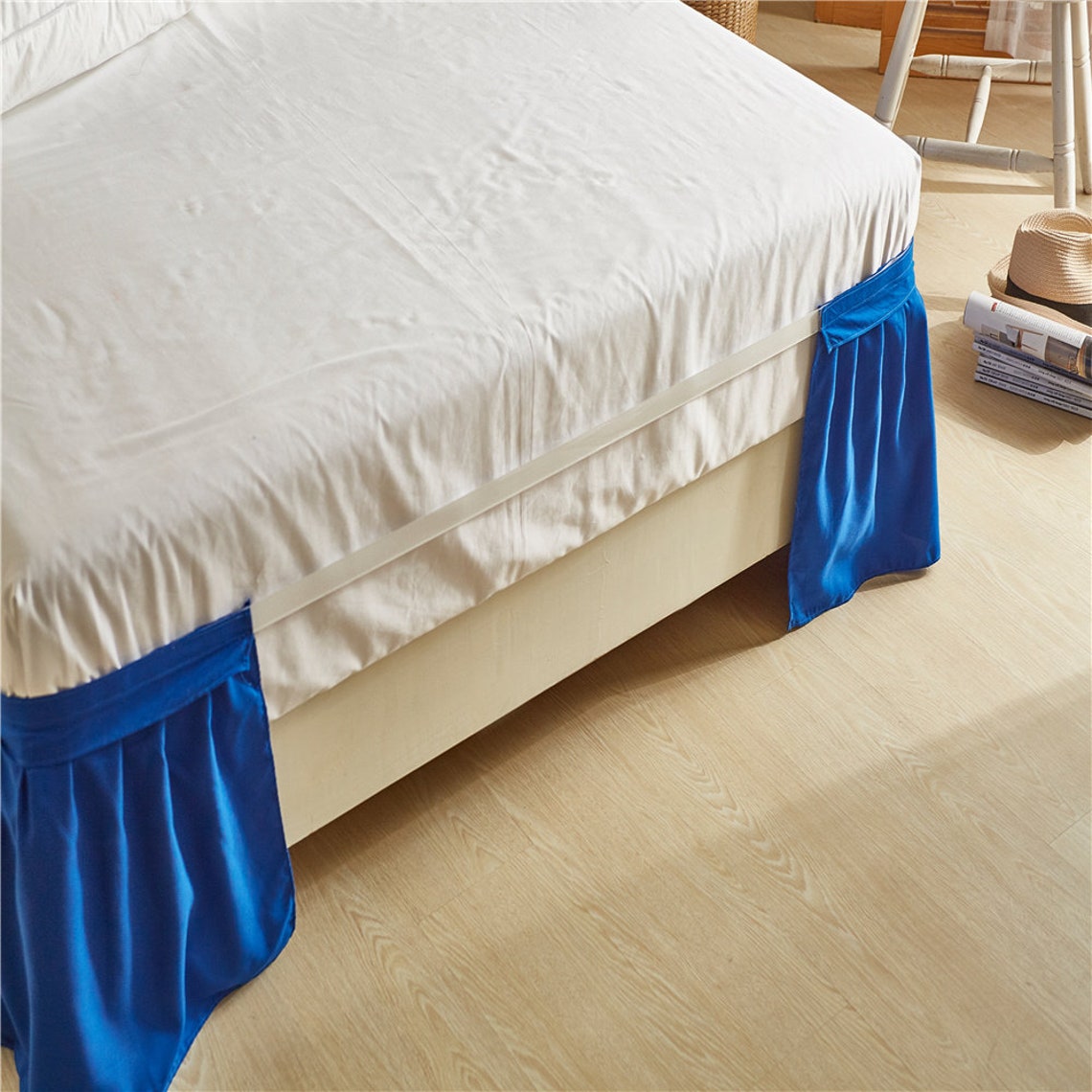 Royal Blue Bed skirt Shabby Chic Bedding Natural Colors Etsy
