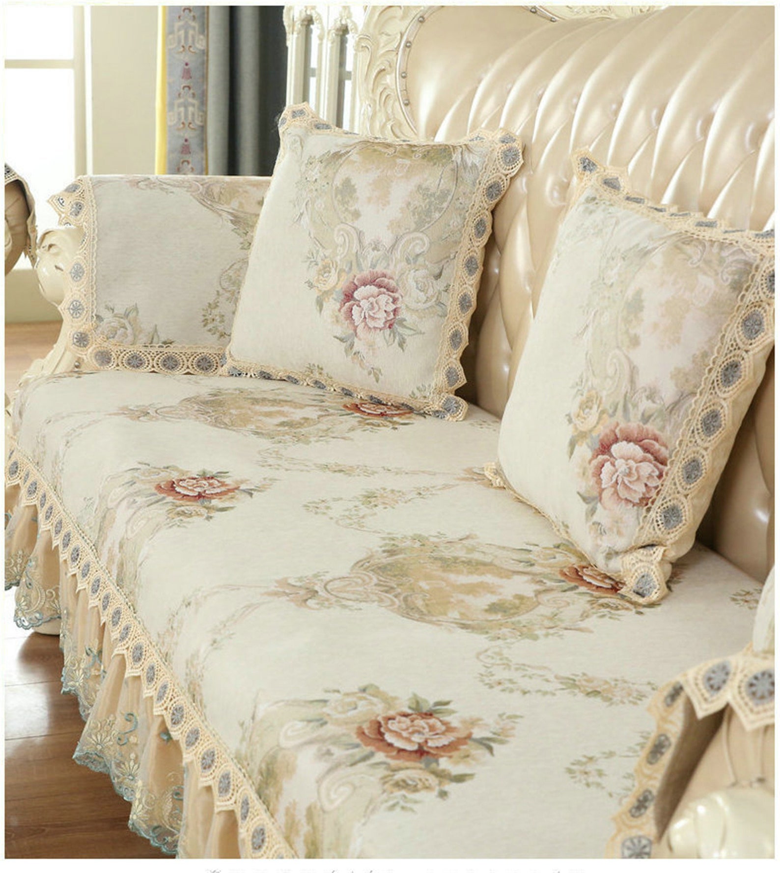 Lace Edge Sofa Cushion Cover European Royal Sofa Slipcovers Etsy