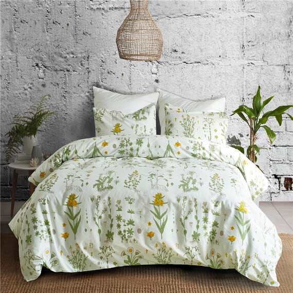 Personality Tropical Plants Duvet Cover Watercolor Fern Etsy