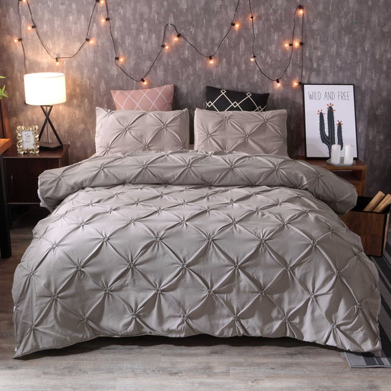 Gray Solid Color Duvet Cover Comfortable Fold Technology Etsy