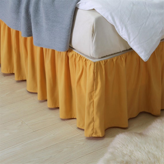 Gold Yellow Ruffle Bed Skirt Us Twin, Brown Twin Size Bed Skirt