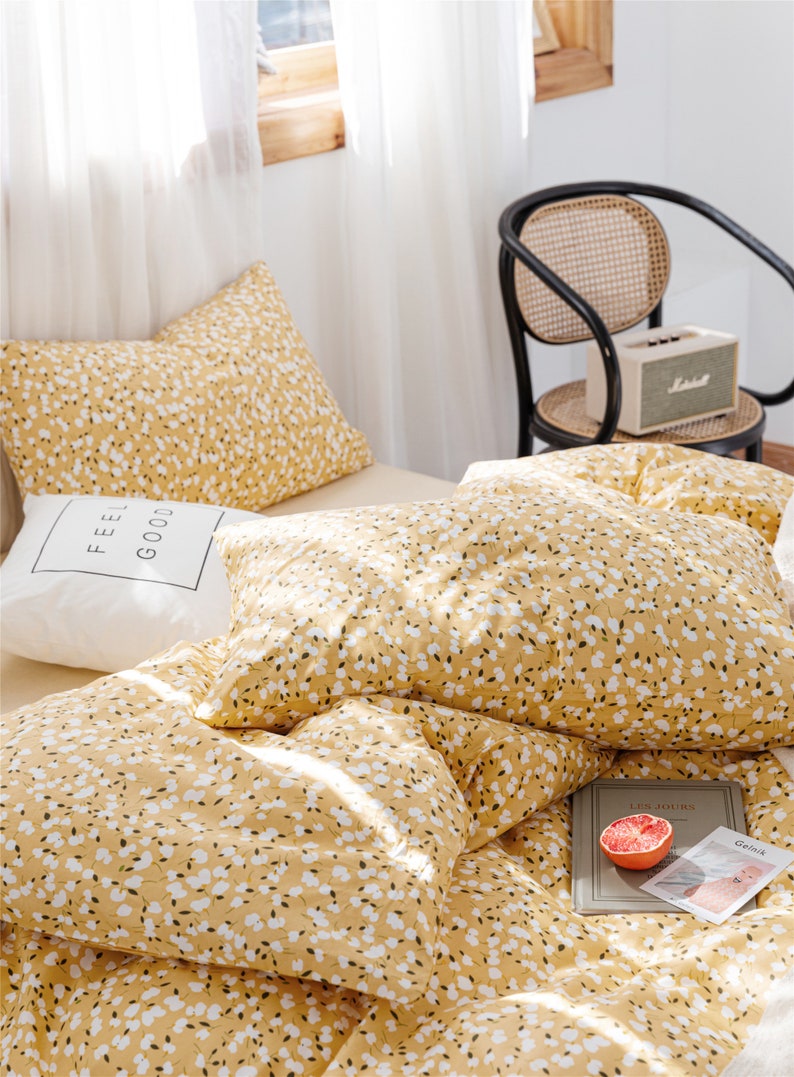 Fresh Yellow Flowers 100 Cotton Highgrade Duvet Cover Floral Etsy