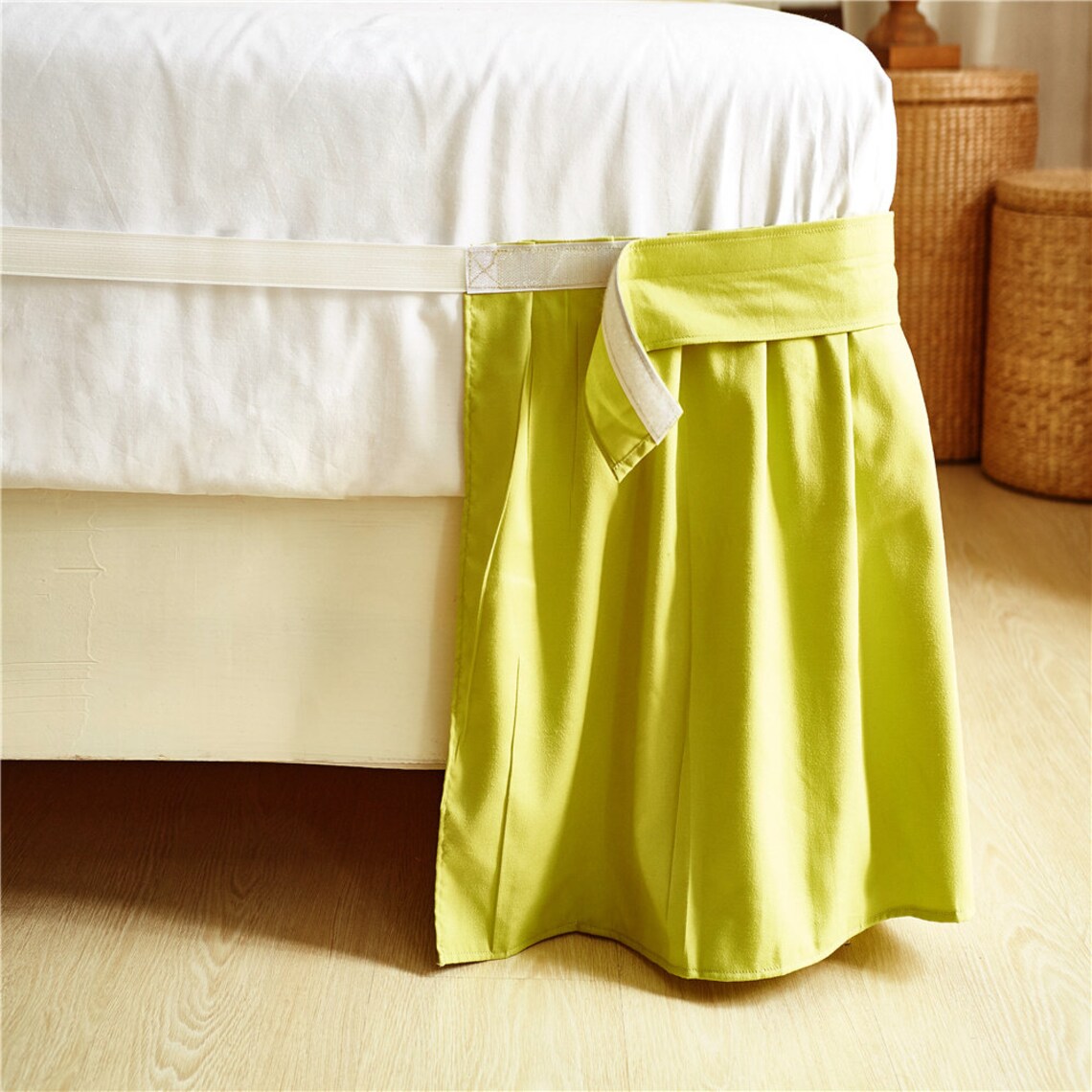 Lemon Yellow Green Bed Skirt Shabby Chic Bedding Natural Etsy