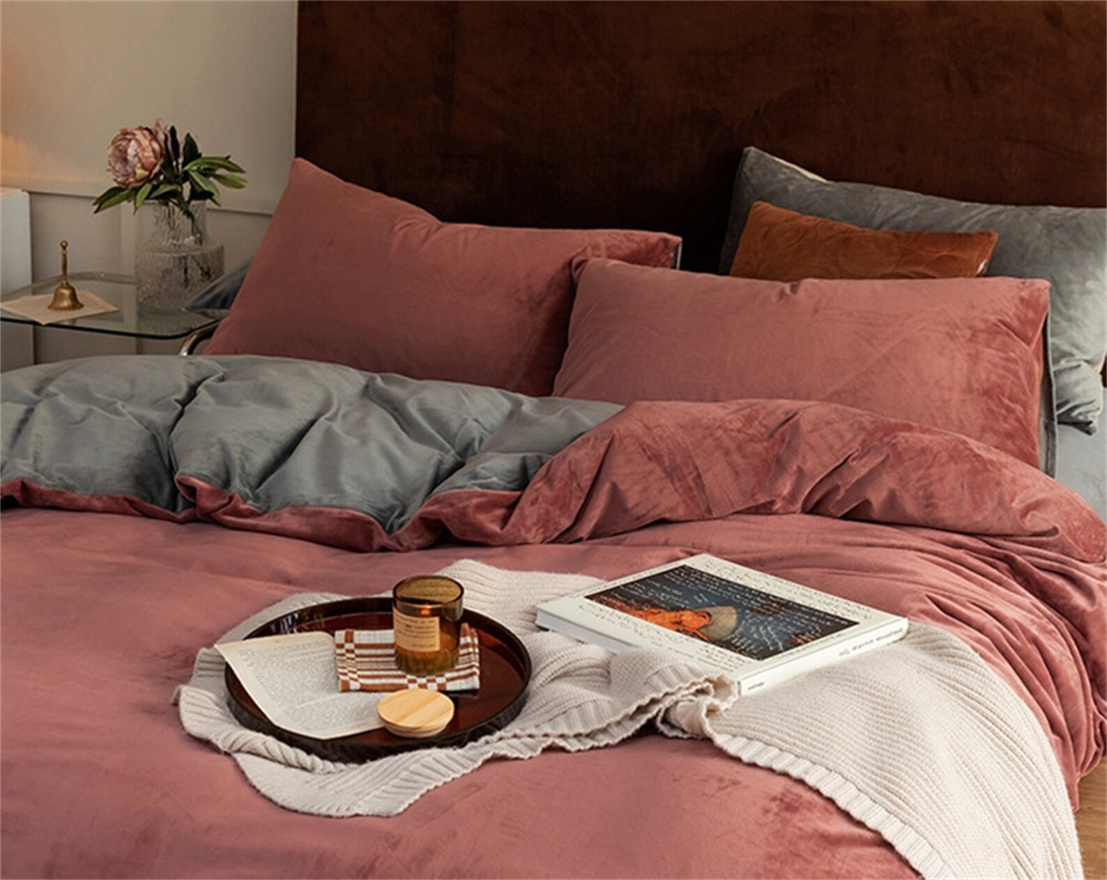 Dusty Pink Velvet Bedding Sets Rose Pink Duvet Coverpillow Etsy