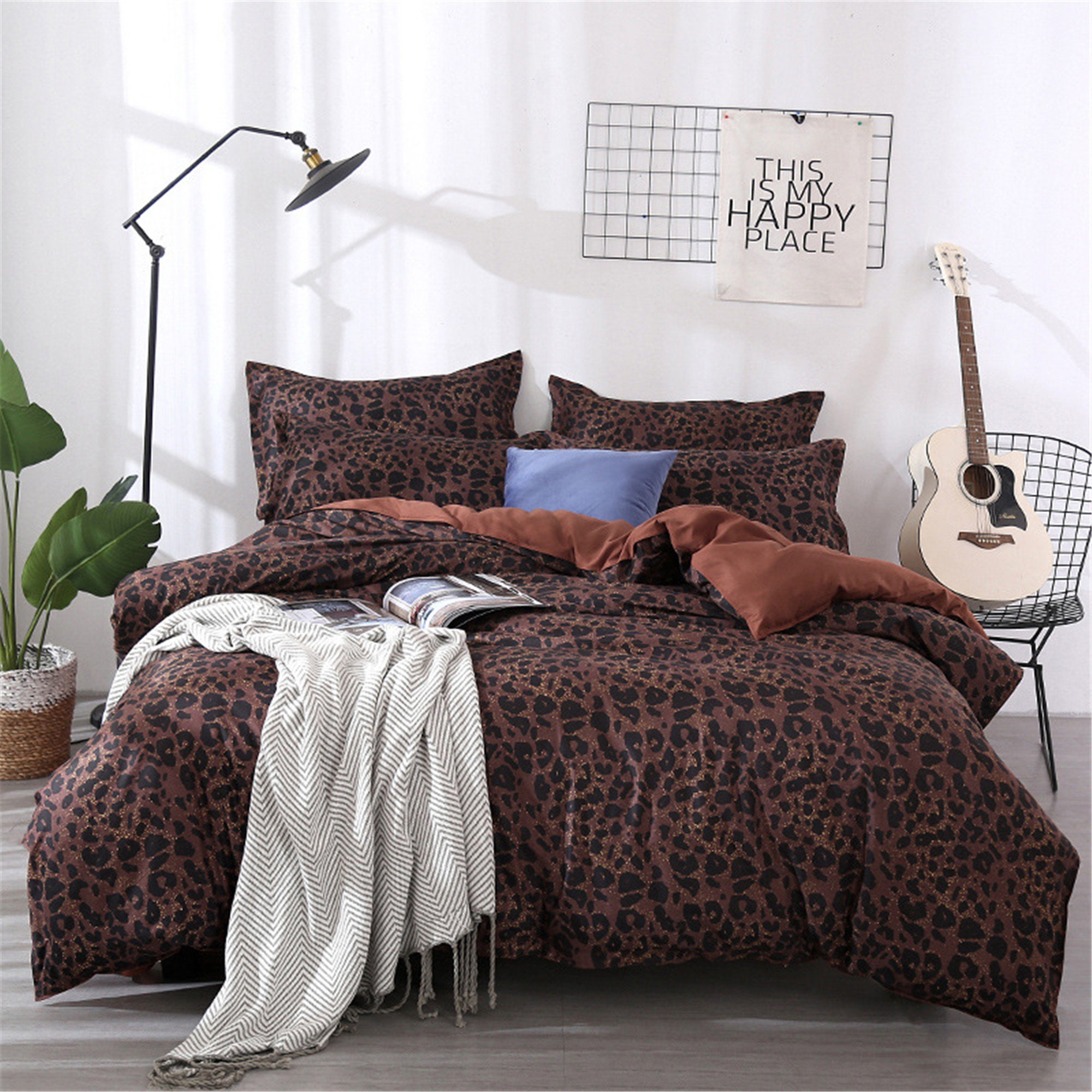 grey leopard duvet