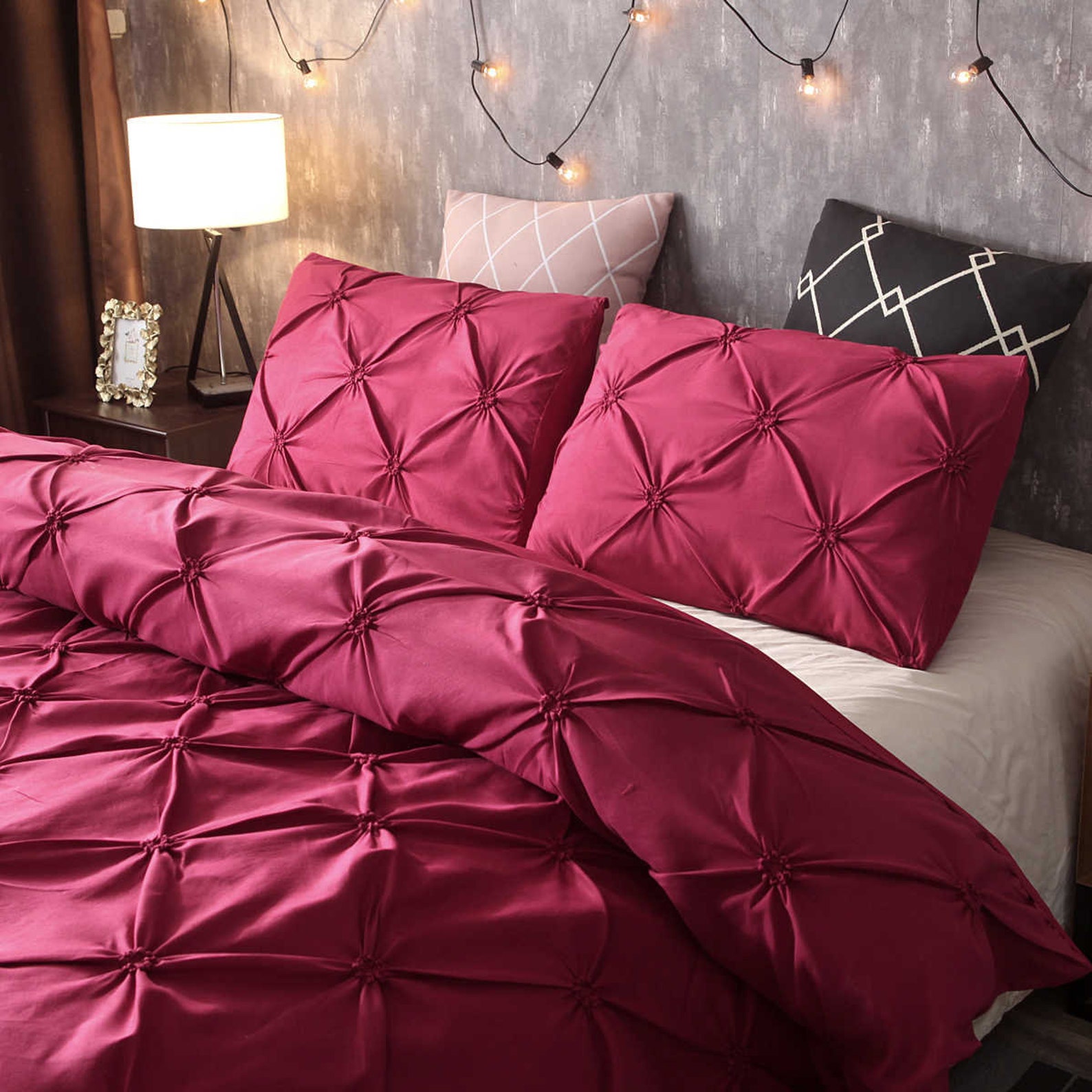 Burgundy Solid Color Duvet Cover Comfortable Fold Technology Etsy