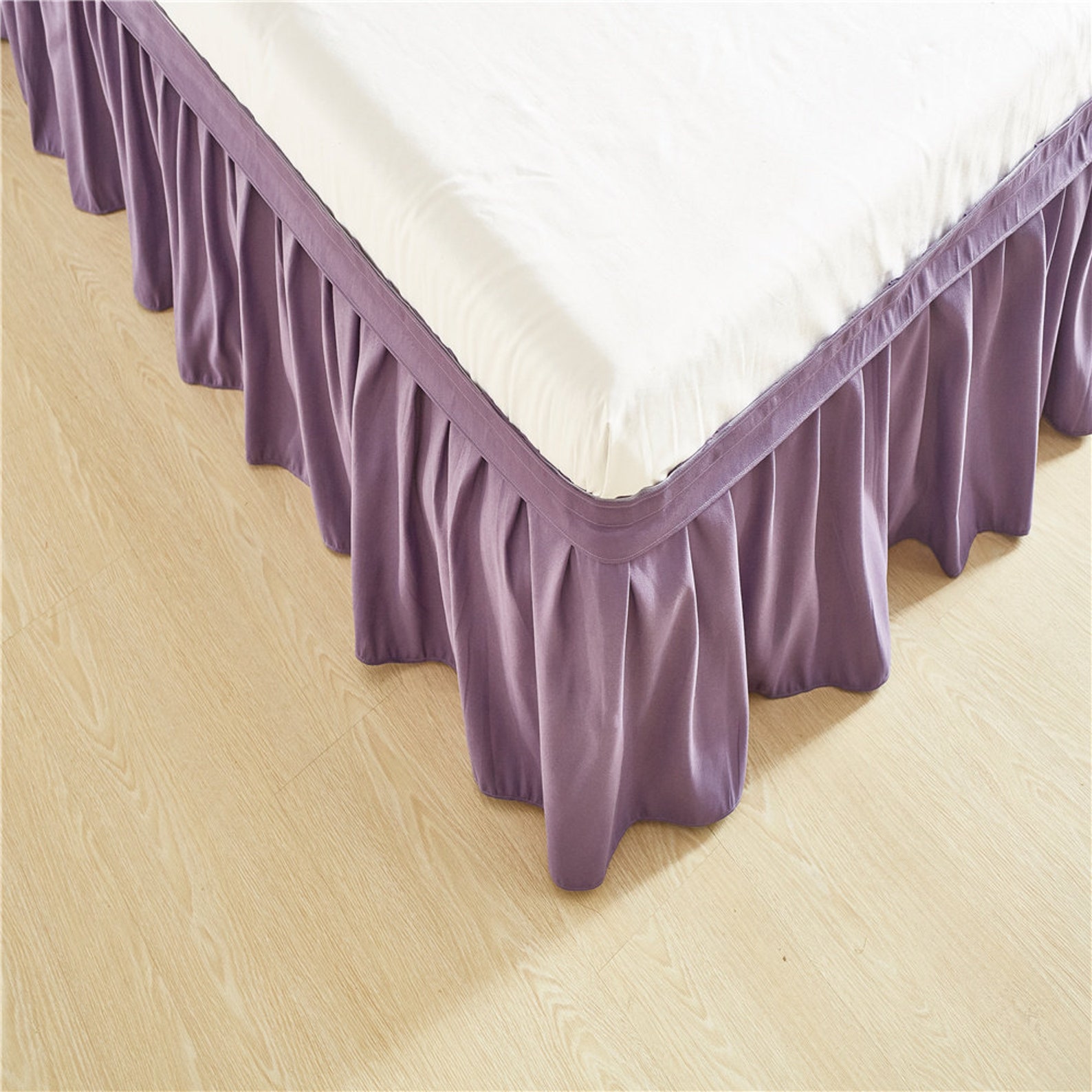 Pale Purple Bed Skirt Shabby Chic Bedding Natural Colors Etsy