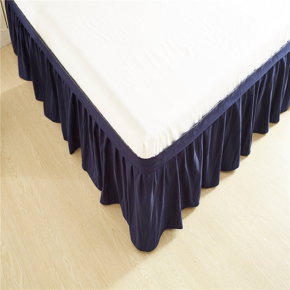 Navy Blue Bed Skirt Shabby Chic Bedding Natural Colors Bedding Etsy