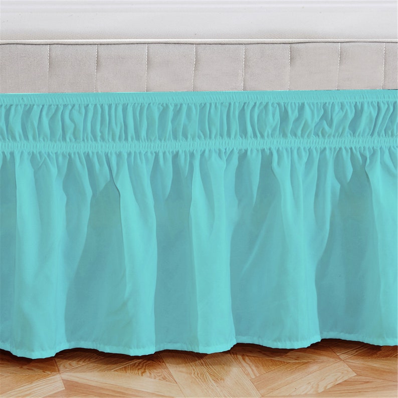 Blue Green Bed Skirt Shabby Chic Bedding Natural Colors Blue Etsy