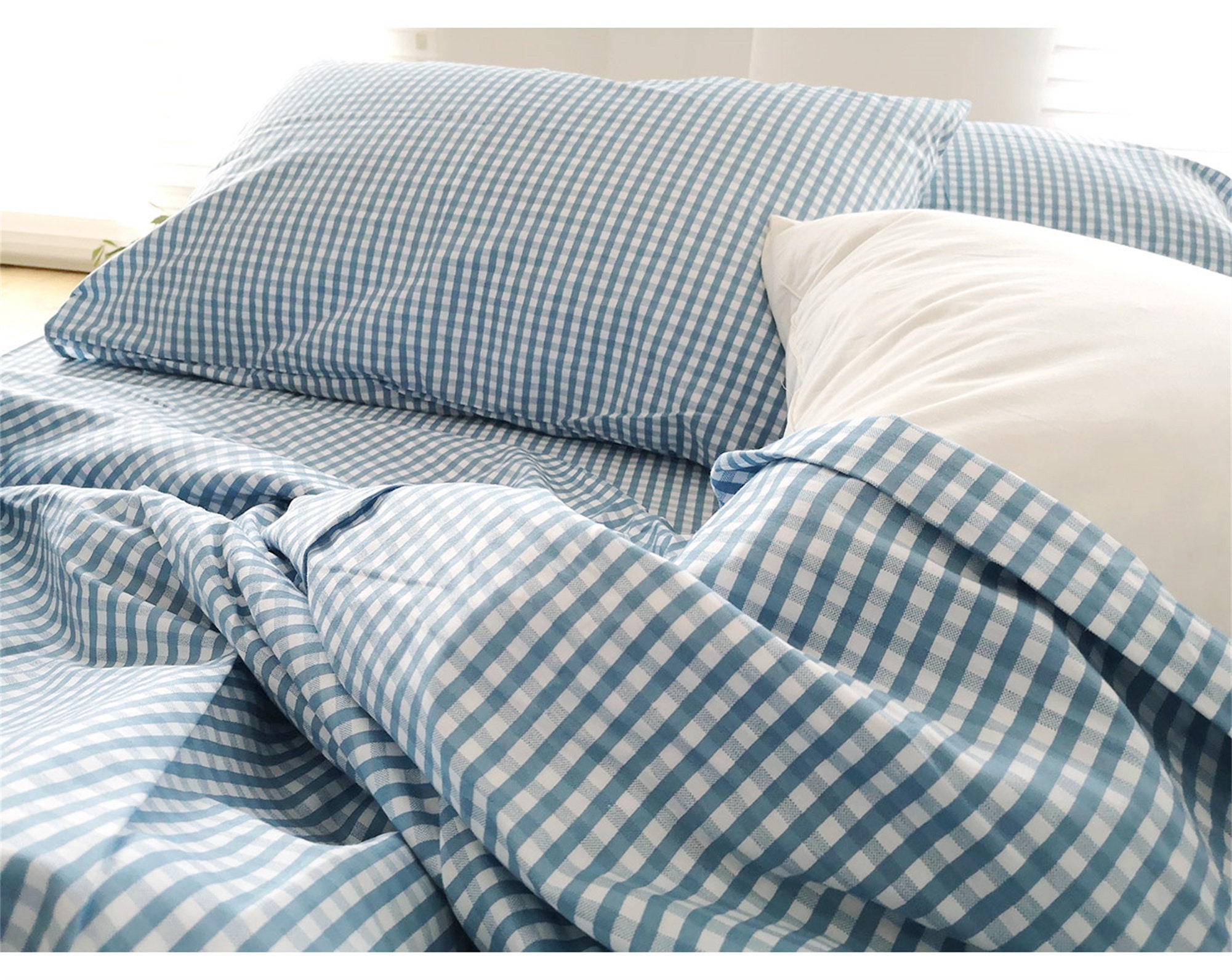 Classic Blue Gingham Duvet Cover Blue Lattice Duvet Covers Etsy