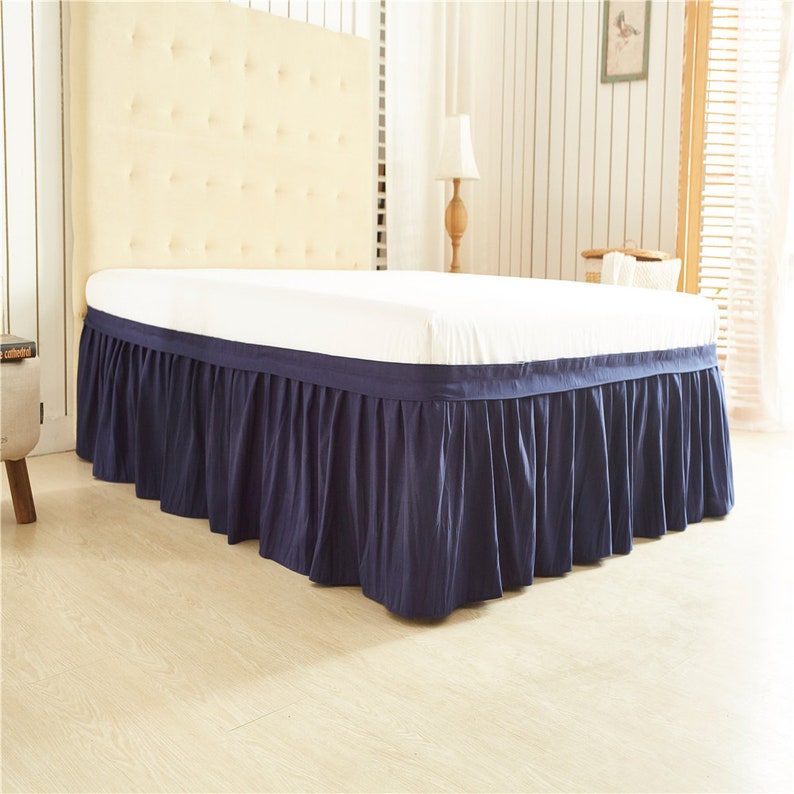 Navy Blue Bed Skirt Shabby Chic Bedding Natural Colors Bedding Etsy