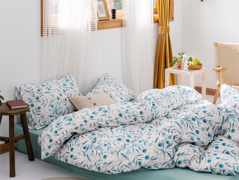 Bamboo Leaves 100 Cotton Highgrade Duvet Cover Floral Etsy