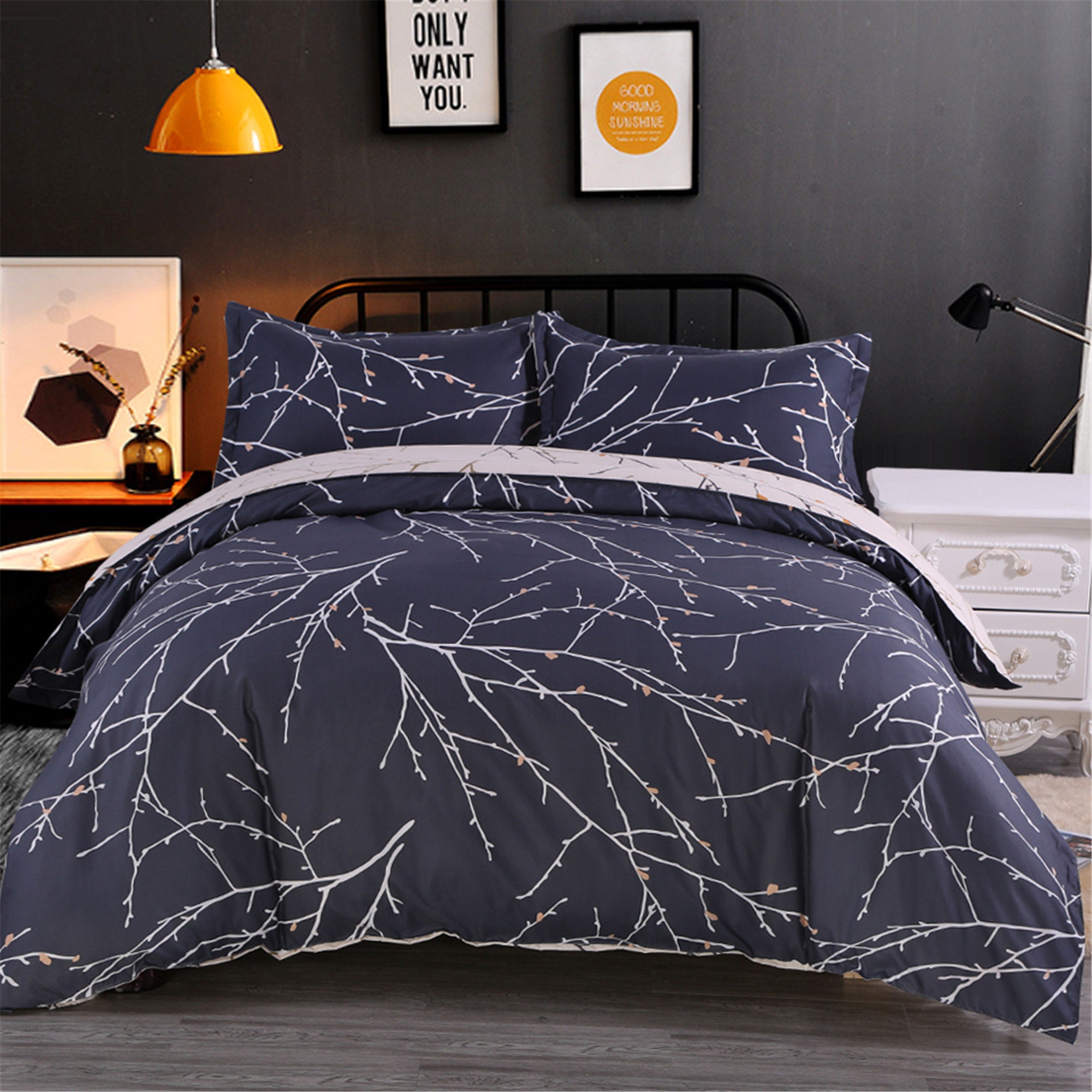2020 New Tree Branches Duvet Cover Set Beige Quilt Comforter Etsy