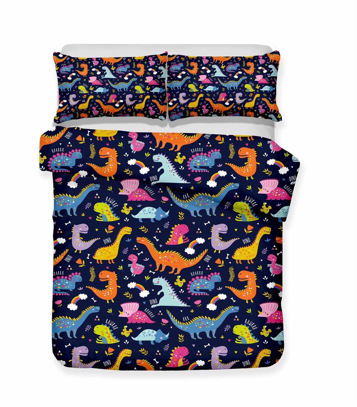 Colorful Dinosaur Duvet Cover Domineering Funny Comforter Etsy