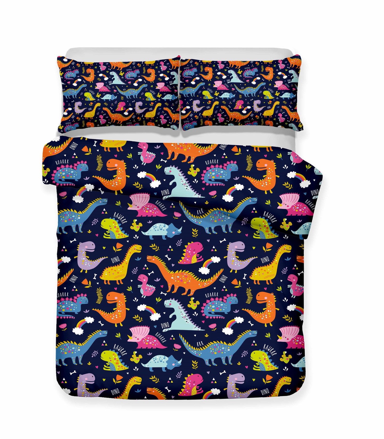 Colorful Dinosaur Duvet Cover Domineering Funny Comforter Etsy