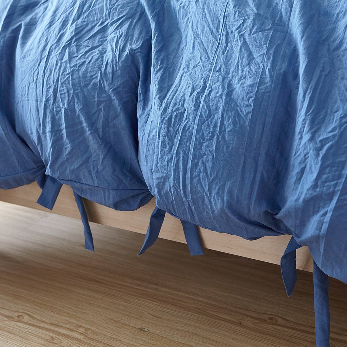 Ocean Blue Duvet Cover Solid Color Washed Cotton Comfortable Etsy