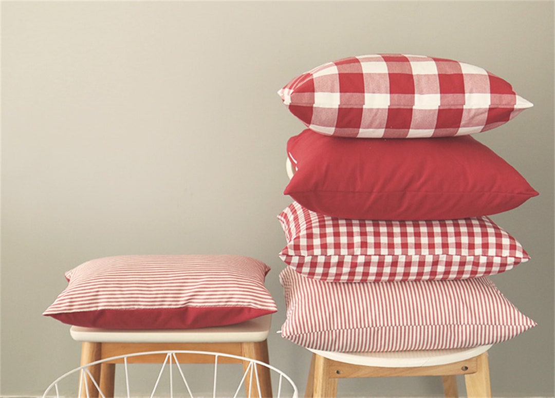Red Gingham Pillow Cover Pillowcases Cotton Pillow Shams Red Etsy