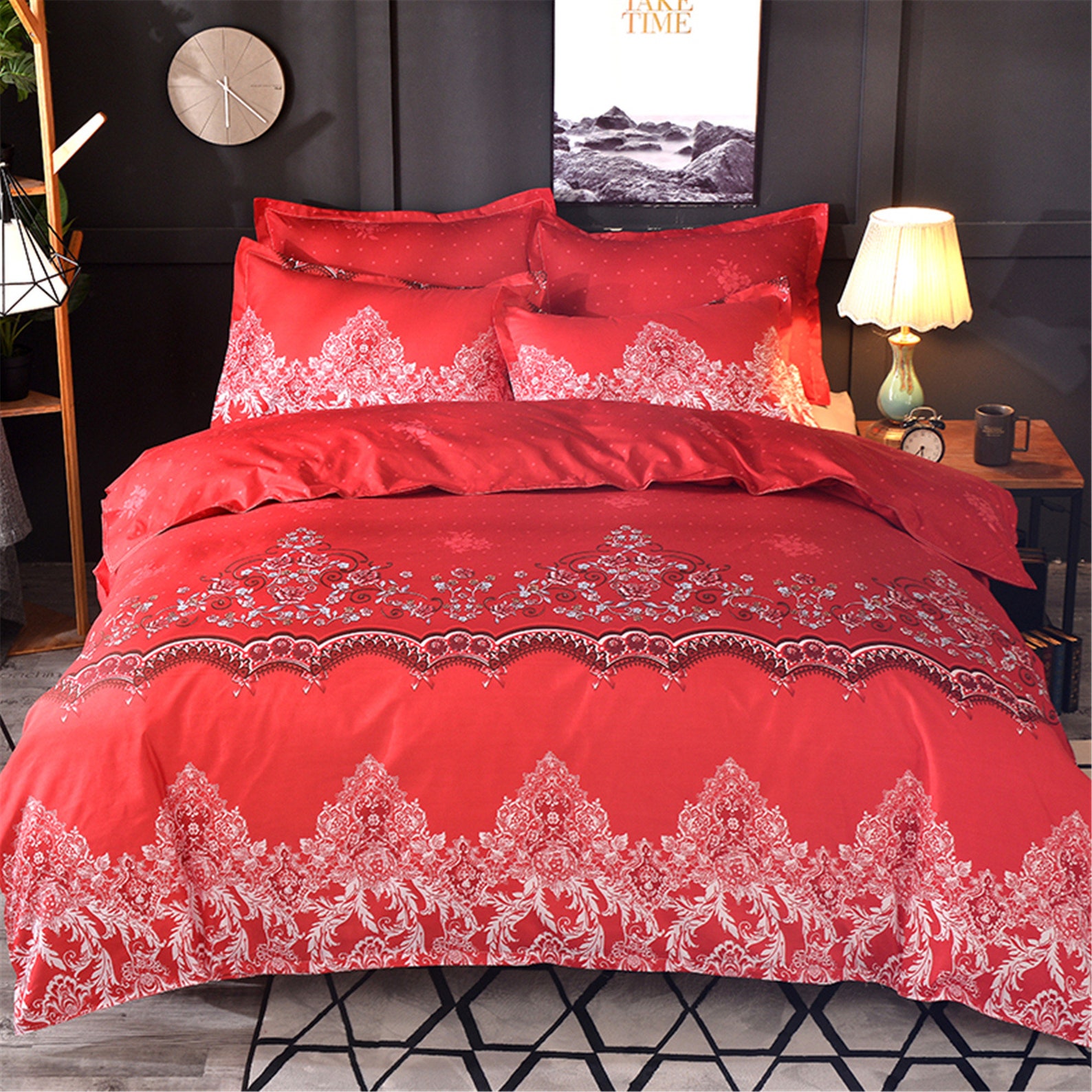 Red American Luxury Duvet Cover Set Red Bedding Sets Winter Etsy