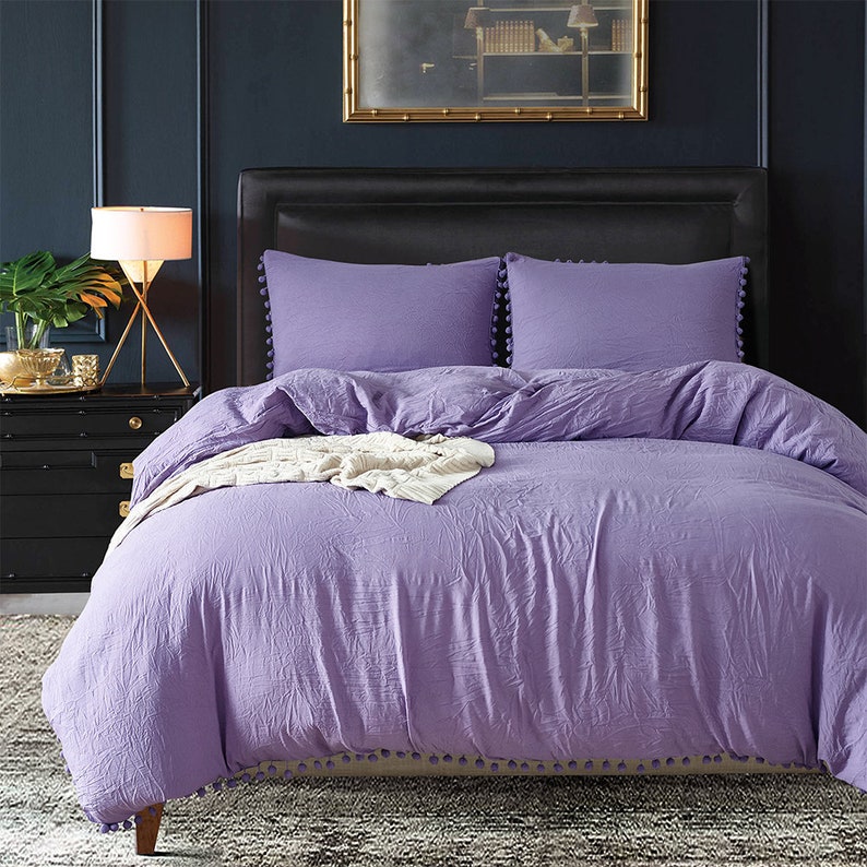 Natural Violet Duvet Cover Washed Comforter Cover Single Etsy