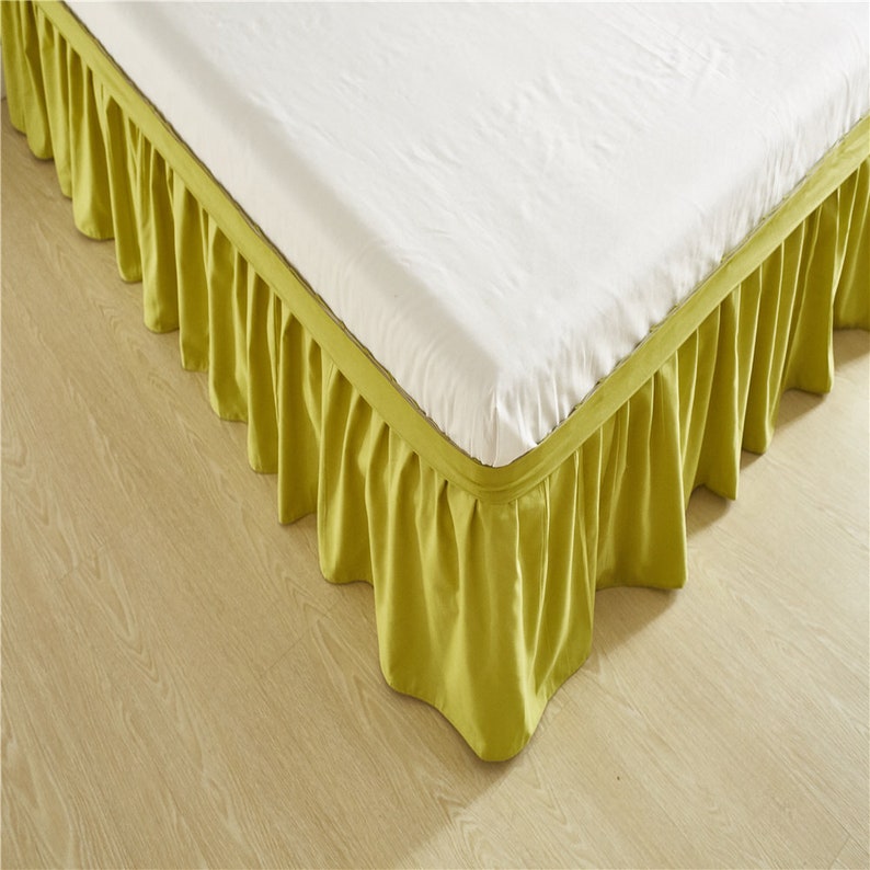 Lemon Yellow Green Bed Skirt Shabby Chic Bedding Natural Etsy
