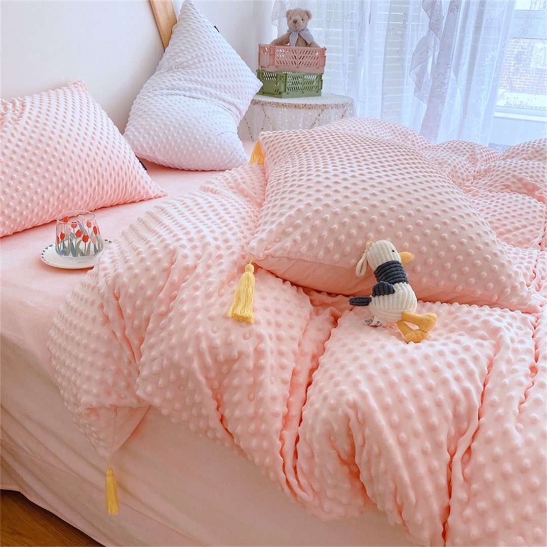 Pink Velvet Duvet Cover Velvet Pillowcase Soft Warm Donna Etsy