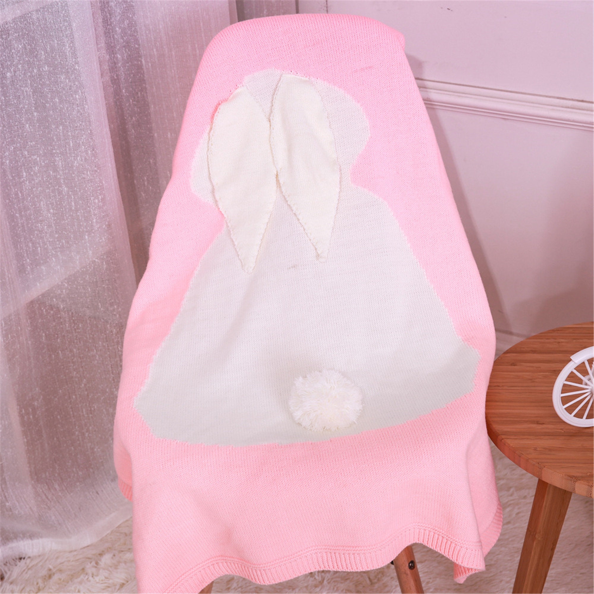 Rabbit Ears Baby Blanket Baby Gray Pink Kids Air Conditioning Etsy