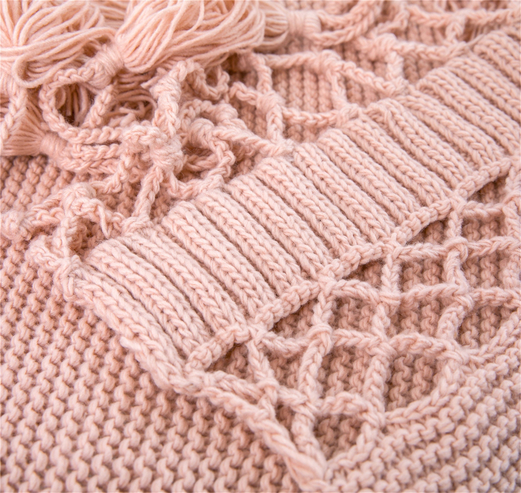 American Style Handknitted Thread Blanket Hollow Tassel Etsy
