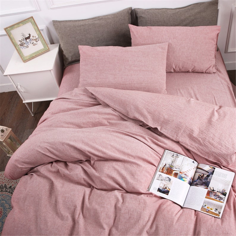 Pink Linen Duvet Cover Set Soft Linen Comforter Covers Linen Etsy