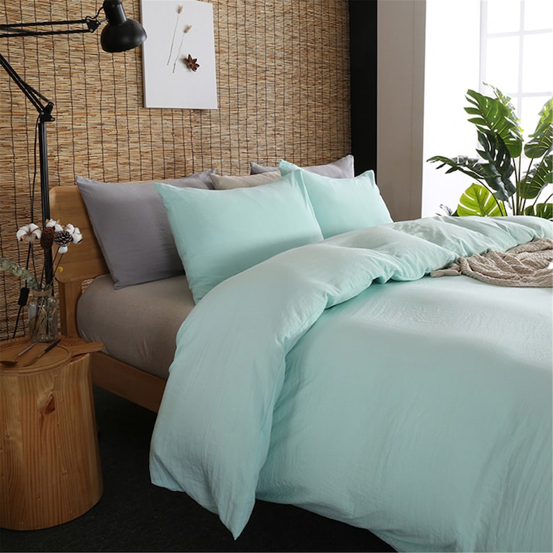 Minimalist Duvet Cover Mint Green Duvet Cover Set Pure Light Etsy India