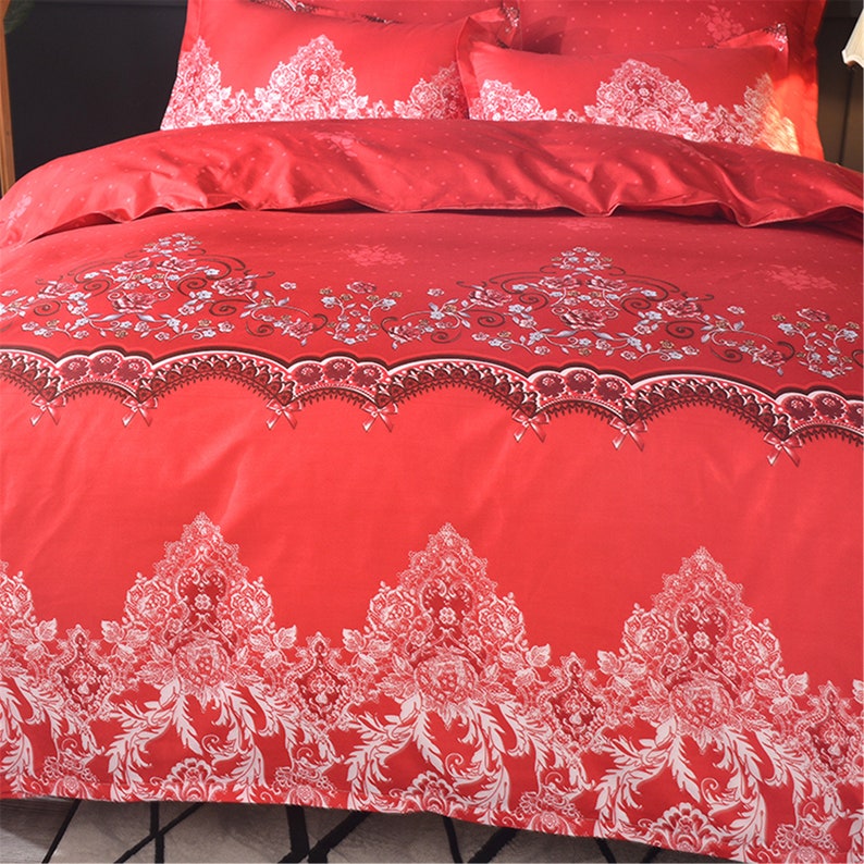 Red American Luxury Duvet Cover Set Red Bedding Sets Winter Etsy