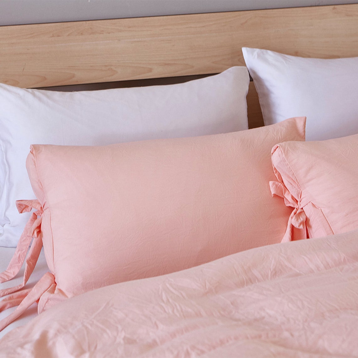 Light Pink Duvet Cover Solid Color Washed Cotton Comfortable Etsy