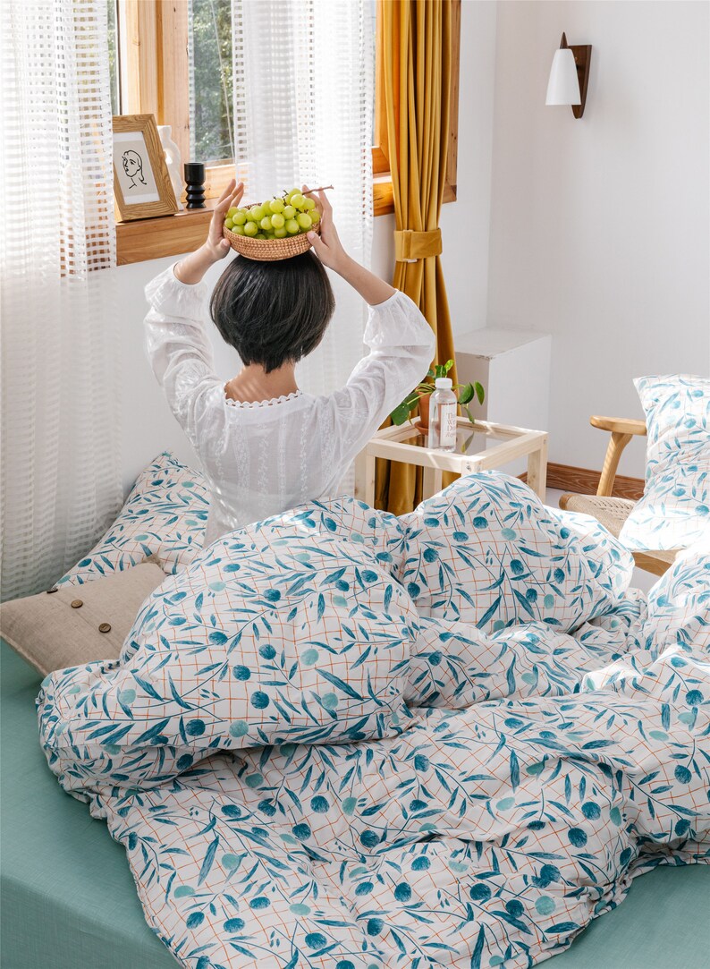 Bamboo Leaves 100 Cotton Highgrade Duvet Cover Floral Etsy