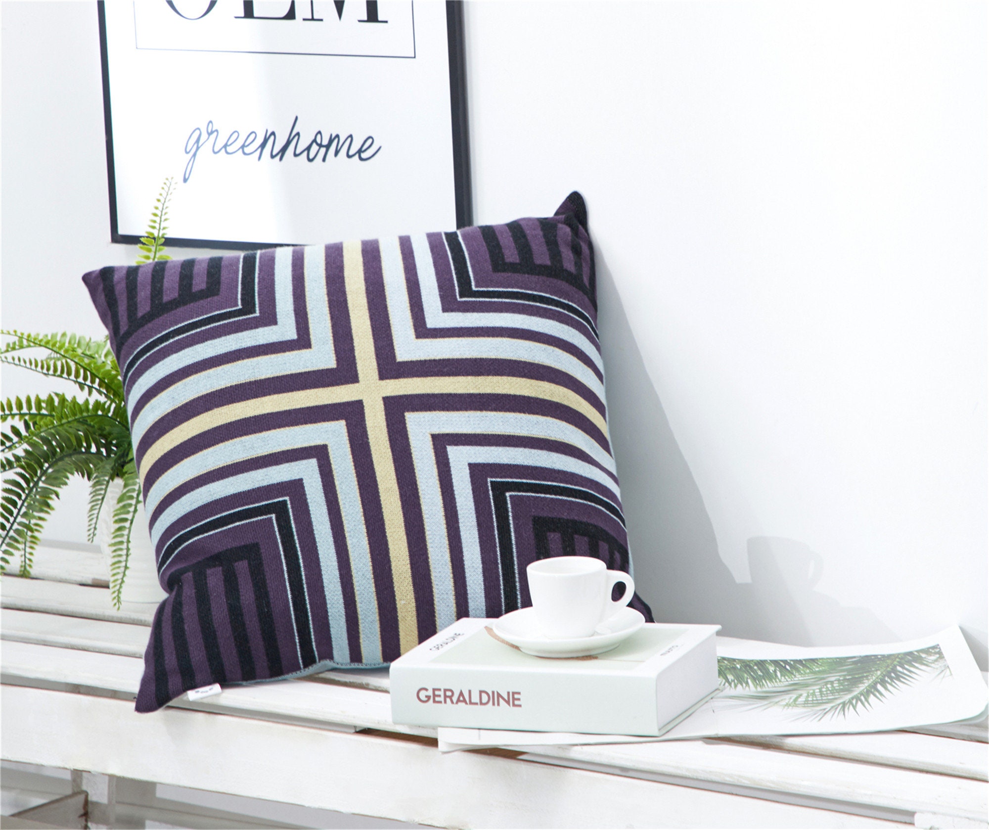 18x18 Coton Tricot Géométrique Jacquard Pillow Cover Rayé Helloween Covers Flower Kids Throw Case Co