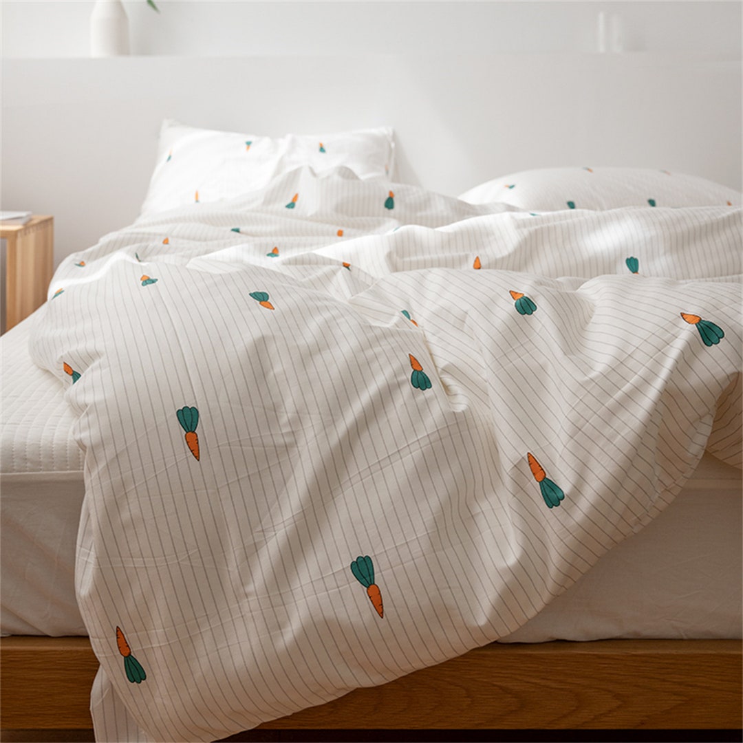 Pinstripe Duvet Cover Striped Carrot Duvet Covers 100 Cotton Etsy